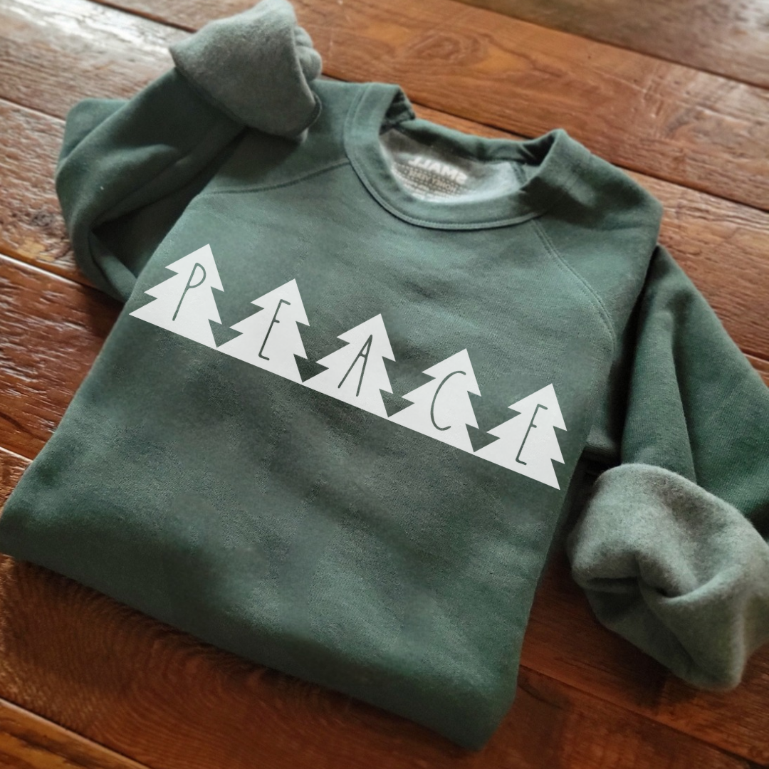 Peace Christmas Tree Sweatshirt  .  Christmas Crew Neck for Her