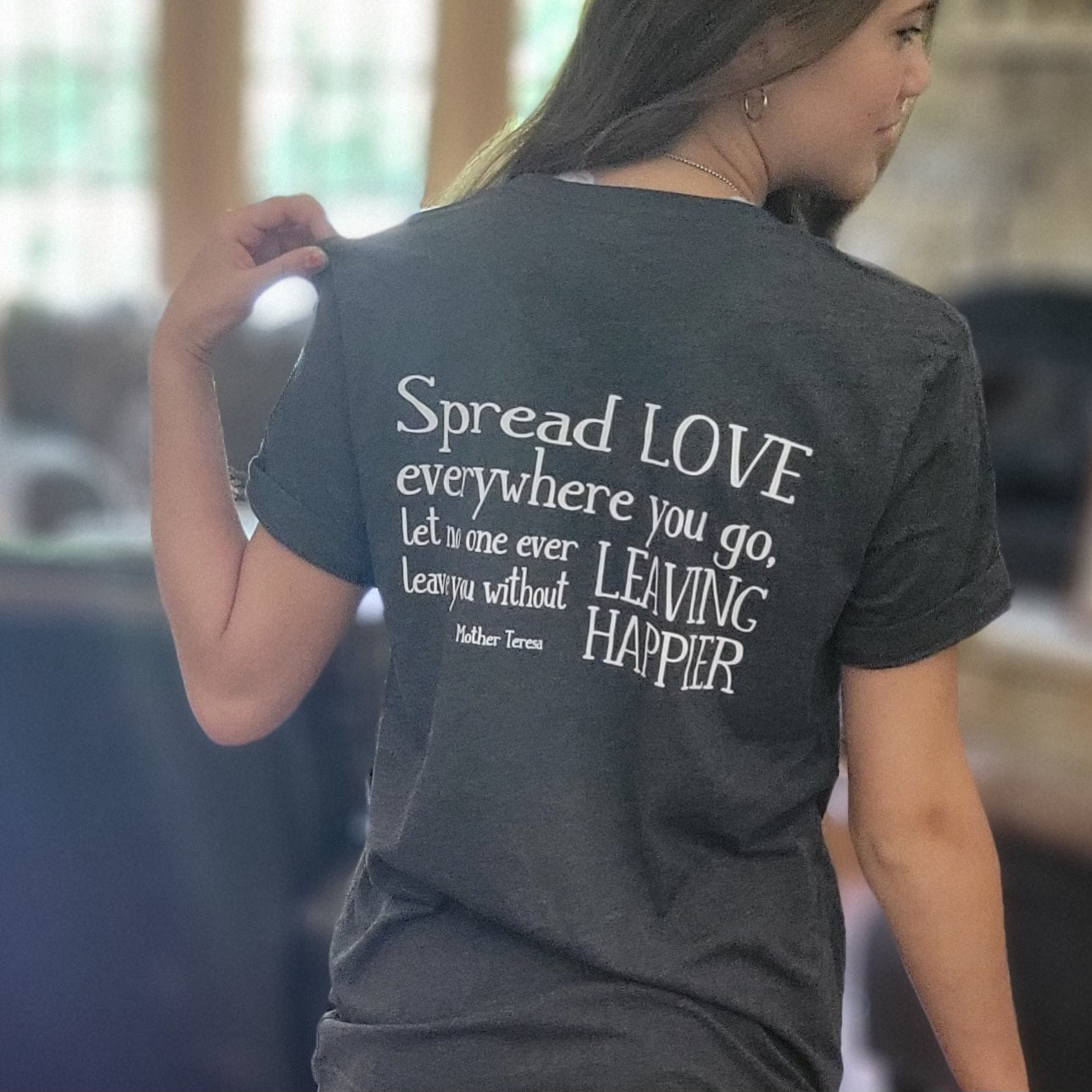 Spread Love Mother Teresa Quote Women's T-Shirt  . Christian Clothing Faith Tshirt for Mom