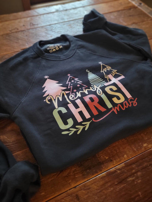 Merry Christmas Cross Hoodie in Vintage Black