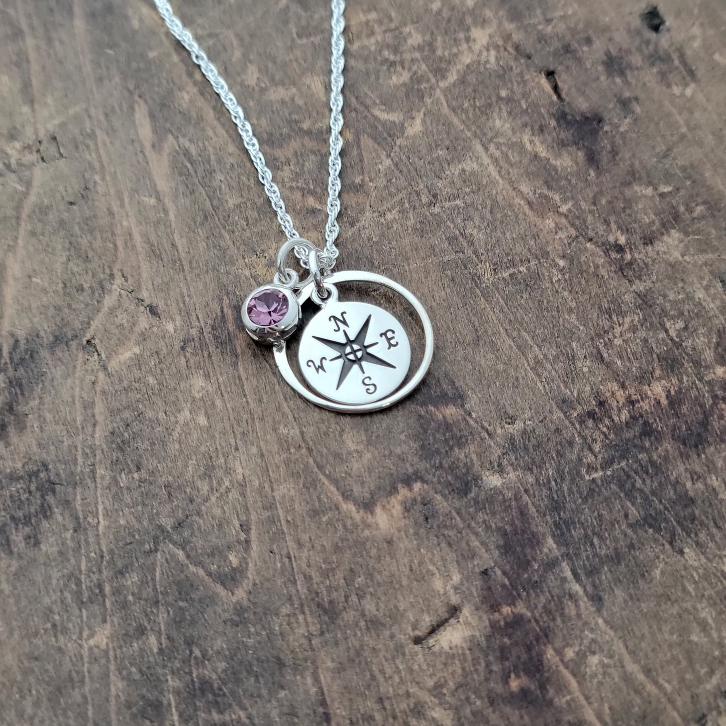 Birthstone Halo Compass  . The Journey Has Just Begun Compass Charm Necklace  . Graduation Gift Jewelry